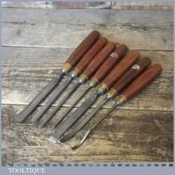 Vintage Set 7 No: Marples Wood Carving Chisels Mahogany Handles - Sharpened & Honed