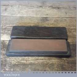 Vintage 8” x 2” Medium Grit Oil Stone Mahogany Box - Good Condition