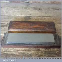 Vintage 8” x 2” Medium Grit Carborundum Oil Stone In Pine Box - Good Condition