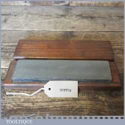 Vintage 8” x 2” Fine Grit Oil Stone In Mahogany Box - Good Condition