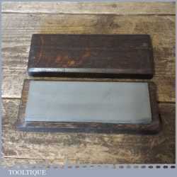 Vintage 6” x 2″ Medium Grit Carborundum Oil Stone In Oak Box - Good Condition
