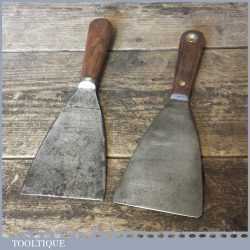 2 Good Quality 3” Vintage Decorator’s Scrapers Rosewood Handles - Good Condition