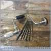 Vintage Stanley No: 73 Wooden Handle Ratchet Brace 6 Double Spur Auger Bits