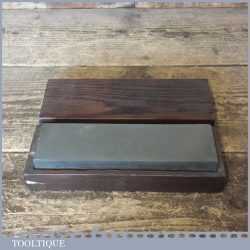 Vintage 7” x 2” Medium Grit Oil Stone In Pine Box - Good Condition
