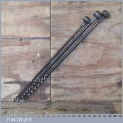 3 No: Vintage Ridgeway Scotch Barrel Eyed Timber Framing Auger Bits - ½” 5/8” & 7/8”