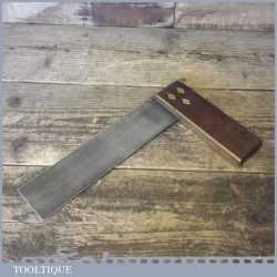 Vintage 9” Rosewood And Brass Carpenters Try Square - Good Condition