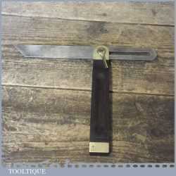  Vintage Stanley USA Pat 1897 rosewood and brass sliding bevel with 10” blade and quick release lever in good used condition.