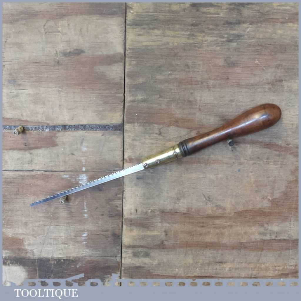 Early Antique Boxwood Brass Pad Saw With Blade Good Condition Tooltique