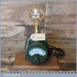Vintage Amp Meter Steampunk Conversion Industrial Light Lamp - Wired PAT Tested