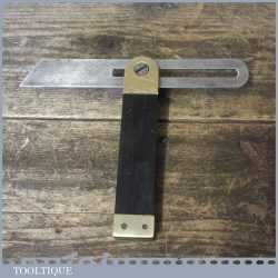 Vintage Ebony Brass 7" Blade Sliding Bevel - Good Condition