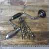 Vintage Stanley No: 909 10” Ratchet Brace 5 Double Spur Auger Bits - Good Condition