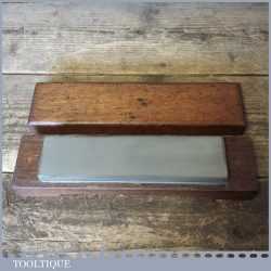 Vintage 8” x 2” Fine Grit Carborundum Oil Stone In Mahogany Box - Lapped Flat