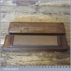 Vintage 8” x 2” India Combination Oil Stone In Mahogany Box - Good Condition