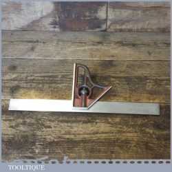 Vintage British Cast Steel Adjustable Combination Square - Fully Refurbished
