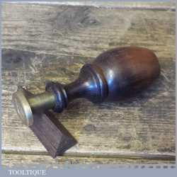 Antique Brass Monogram Sealing Wax Stamp Rosewood Handle - Good Condition