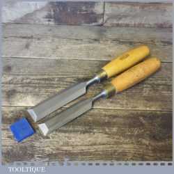 2 No: Vintage Marples 1¼” & 1½” Bevel Edged Paring Chisels - Boxwood Handles