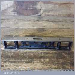 Vintage L.S.S Co Starrett USA Ornate 9“ Steel Spirit Level - Original Glass Tubes