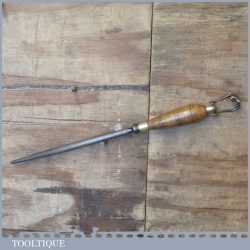 Vintage A.T Barnes Sheffield Chefs Butchers Sharpening Steel - Beech Brass Handle