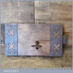 Rustic Ornate 9” Antique French Reclaimed Door Lock With Key - Good Condition