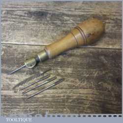 Vintage Boxwood Brass Multi Tool Screwdriver Bradawl Saw - Good Condition