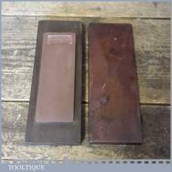 Vintage 5” x 2” Barber's Razor Hone Oil Stone Mahogany Box - Good Condition