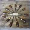 Vintage Collection Of 12 No: Wood Carving Palm Chisels By Various Makers
