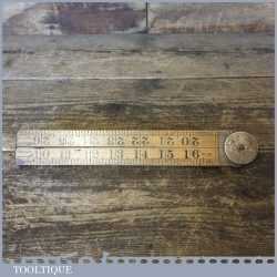 Vintage 3ft Rabone No: 1165 Boxwood Brass Folding Ruler With Protractor