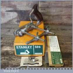 Vintage Boxed Stanley No: 50s Combination Plough Plane - Good Condition