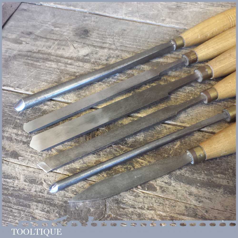 Vintage Set Of 6 No Robert Sorby Kangaroo Wood Turning Chisels Gouges