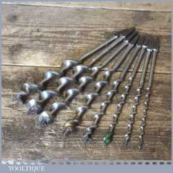 8 No: Vintage Ridgeway Double Spur Brace Auger Bits - Good Condition