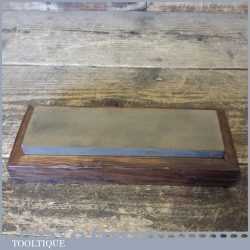 Vintage 7” x 2” Medium Grit Oil Stone On Pine Base - Good Condition