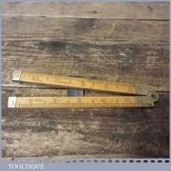 Rare French Antique 12” Single Folding Boxwood Ruler By PIED - Good Condition