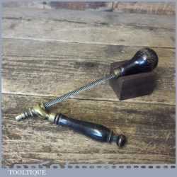 Rare Quality Antique Jeweller’s Brass Steel Archimedes Drill Ebonised Handles