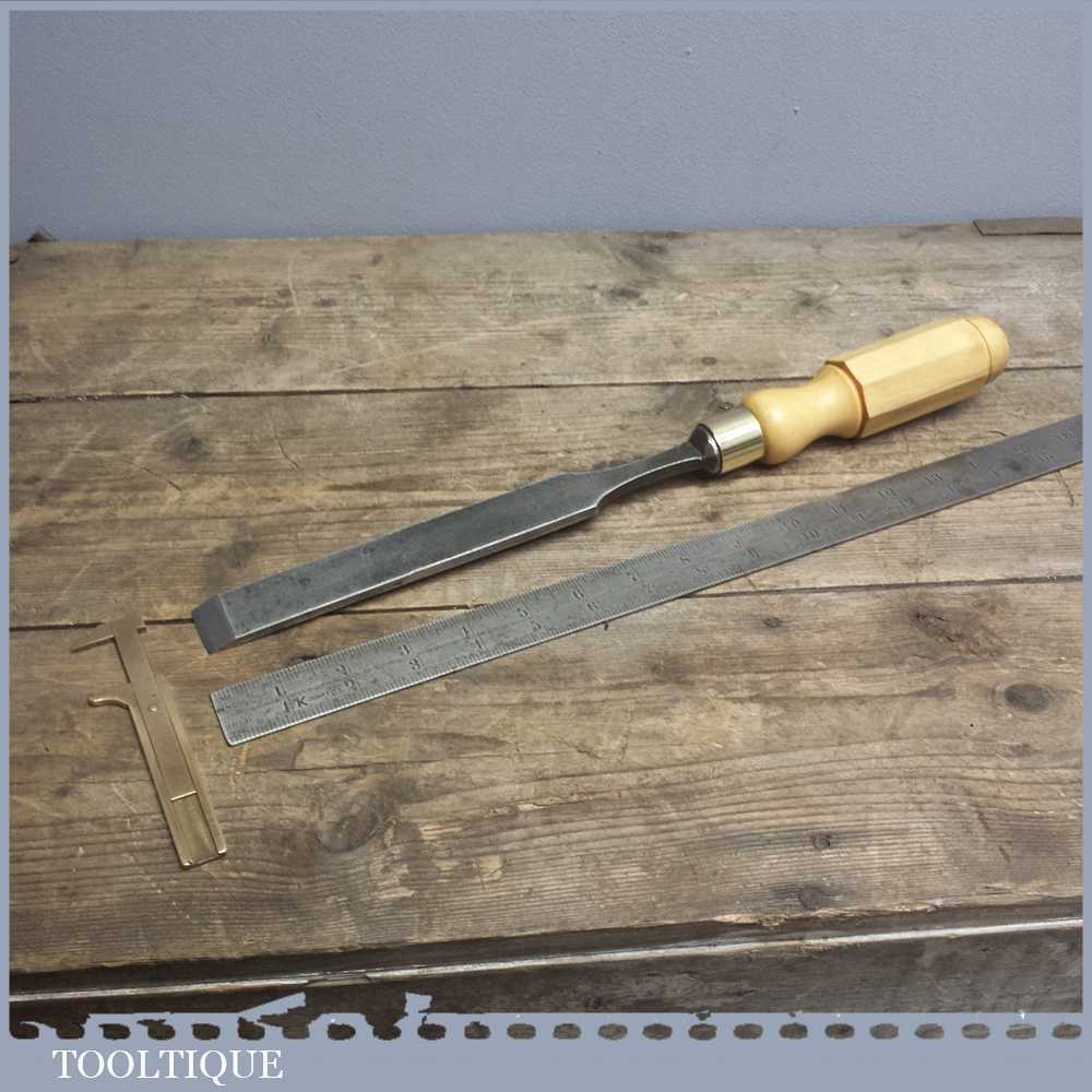 Vintage Forged Steel 1 1/8” wide Firmer Paring Chisel - Boxwood Handle
