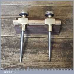 Quality Vintage Pair 6” Brass Carpenters Trammel Points - Good Condition