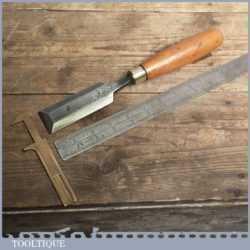 Vintage Forged Steel Bevel Edge Chisel By F Woodcock Of Sheffield
