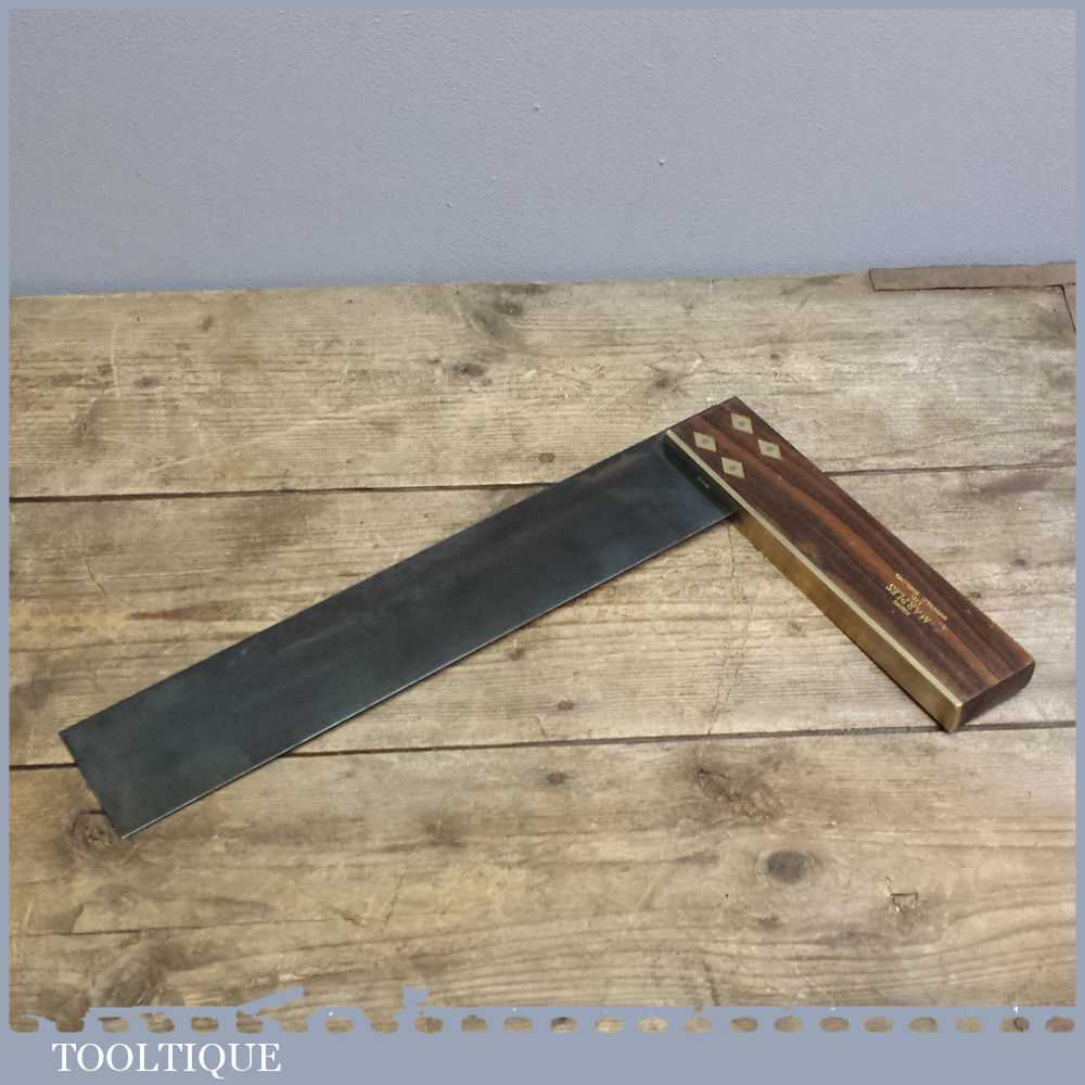 Very Good Vintage Marples Rosewood & Brass 12″ Square