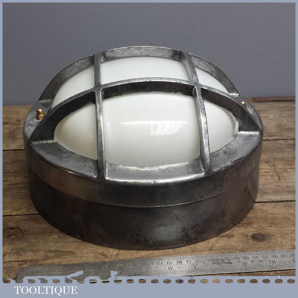 Vintage 12 Aluminium Industrial Bulk head Light Old Ship Porthole