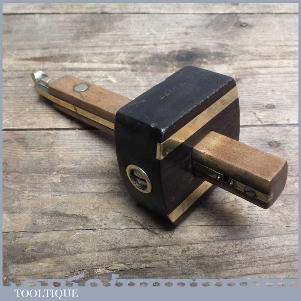 Vintage Beech, Ebony & Brass Mortice Gauge – Old Carpenters Marking Tool