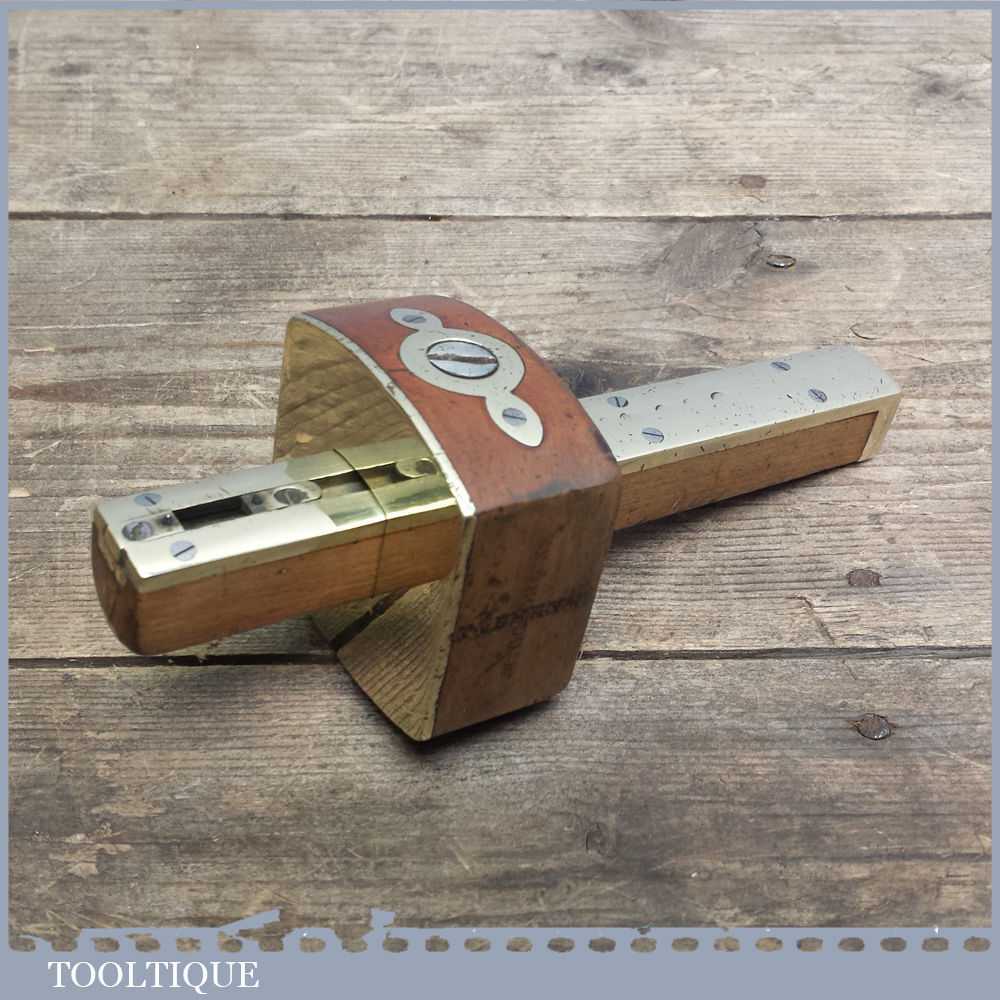 Vintage Boxwood & Brass Mortice Gauge with End Screw Adjuster – Marking Tool