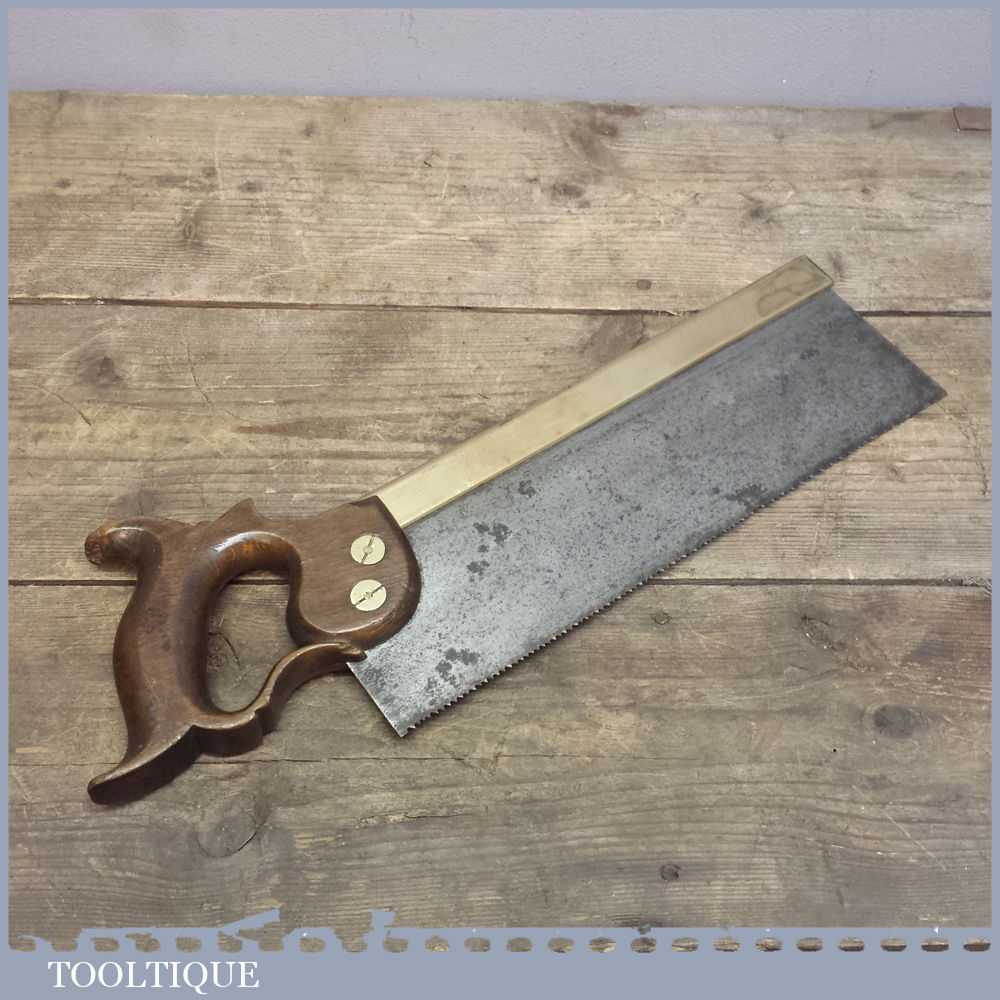 Vintage English Drabble & Sanderson 12″ Brass Back Saw – Old Carpenters Tool