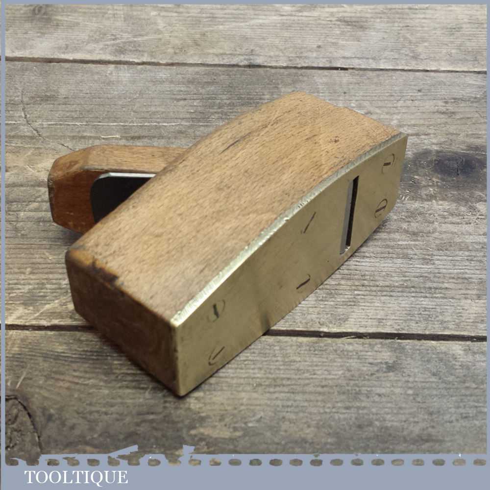 Vintage 4" Miniature Pattern Makers Beech Coffin Plane with Brass Sole