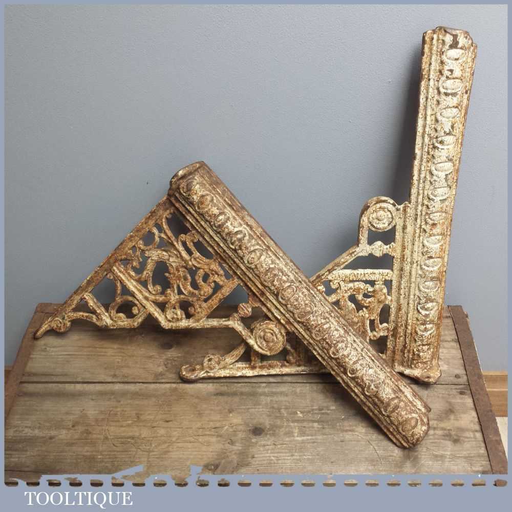 Pair of Large Ornate Original Reclaimed Salvage Antique Victorian brackets