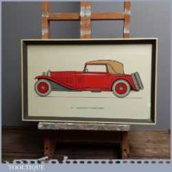 Old Vintage 1934 Alfa Romeo 2.3 Supercharged Car Illustration Print in Frame