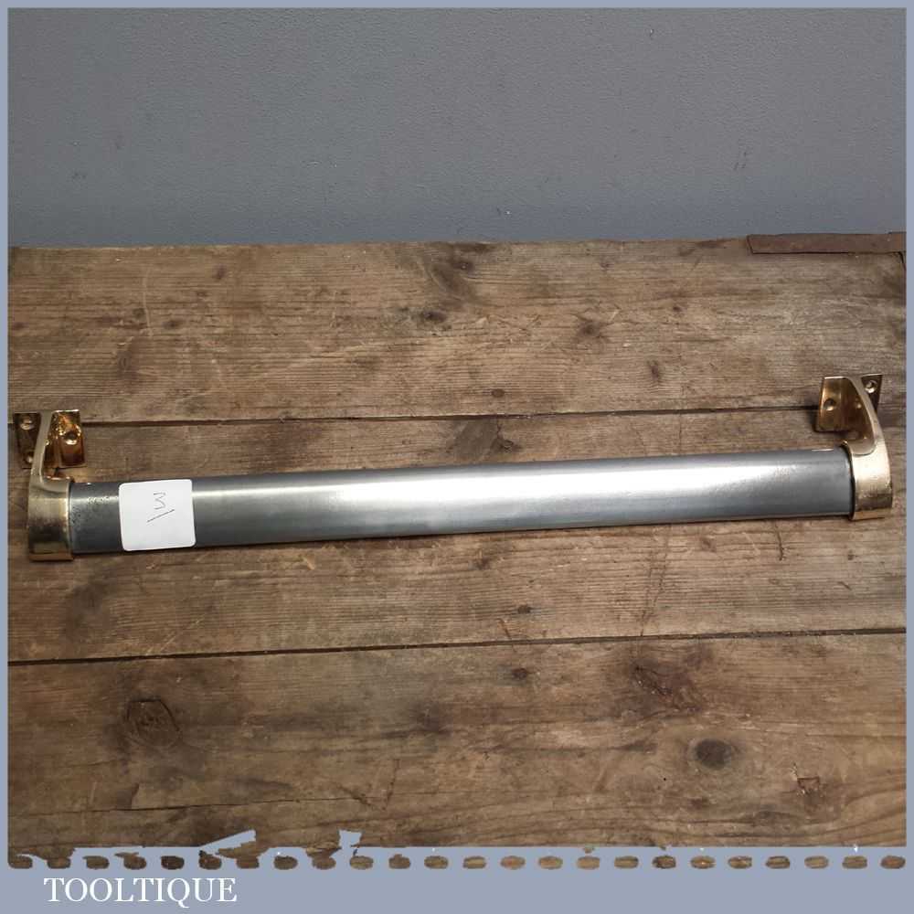 Vintage 18" Brass and Polished Steel Industrial Towel Rail - Handle