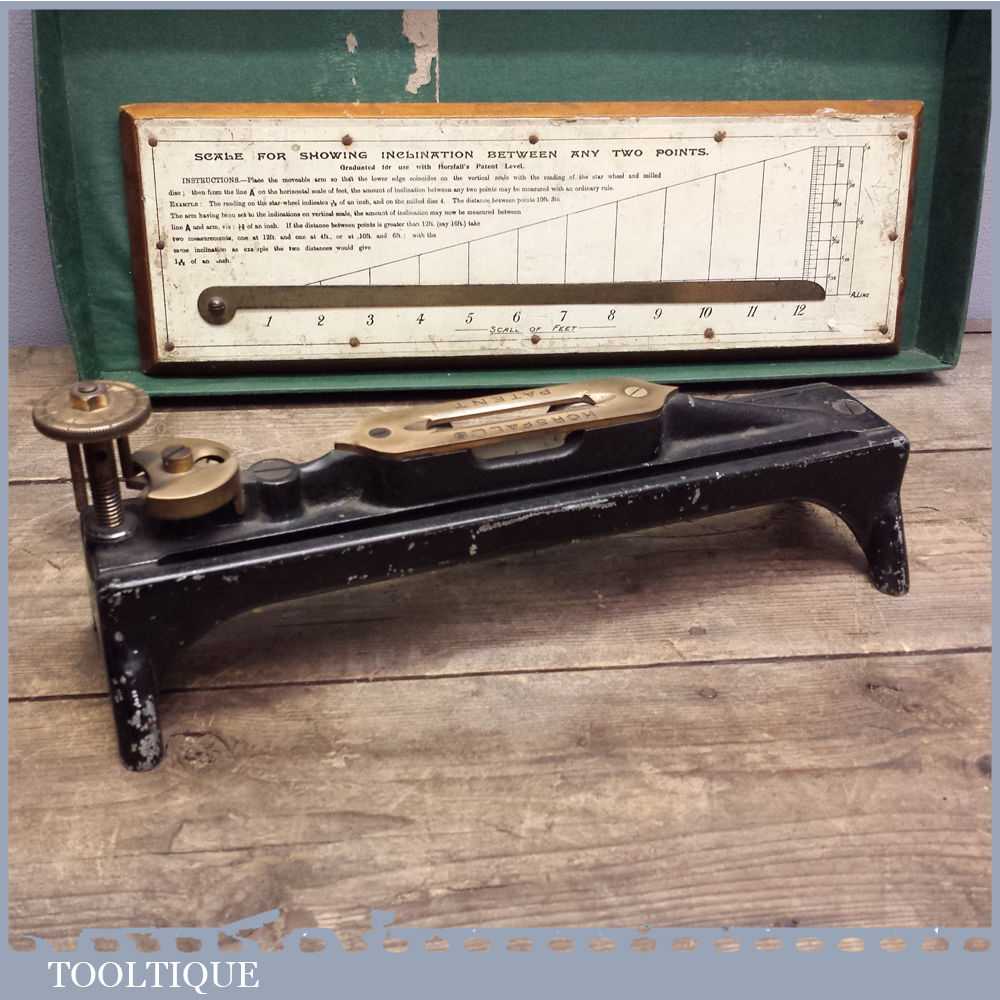 Rare Antique Horsfall's Patent Inclinometer & Instructions - Graduated Level