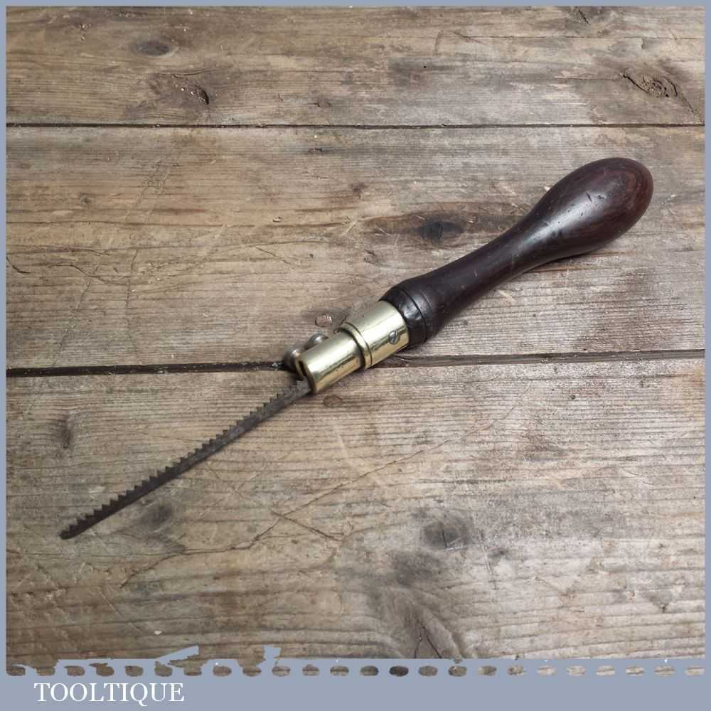 Vintage Rosewood and Brass Pad Saw - Old Key Hole Saw