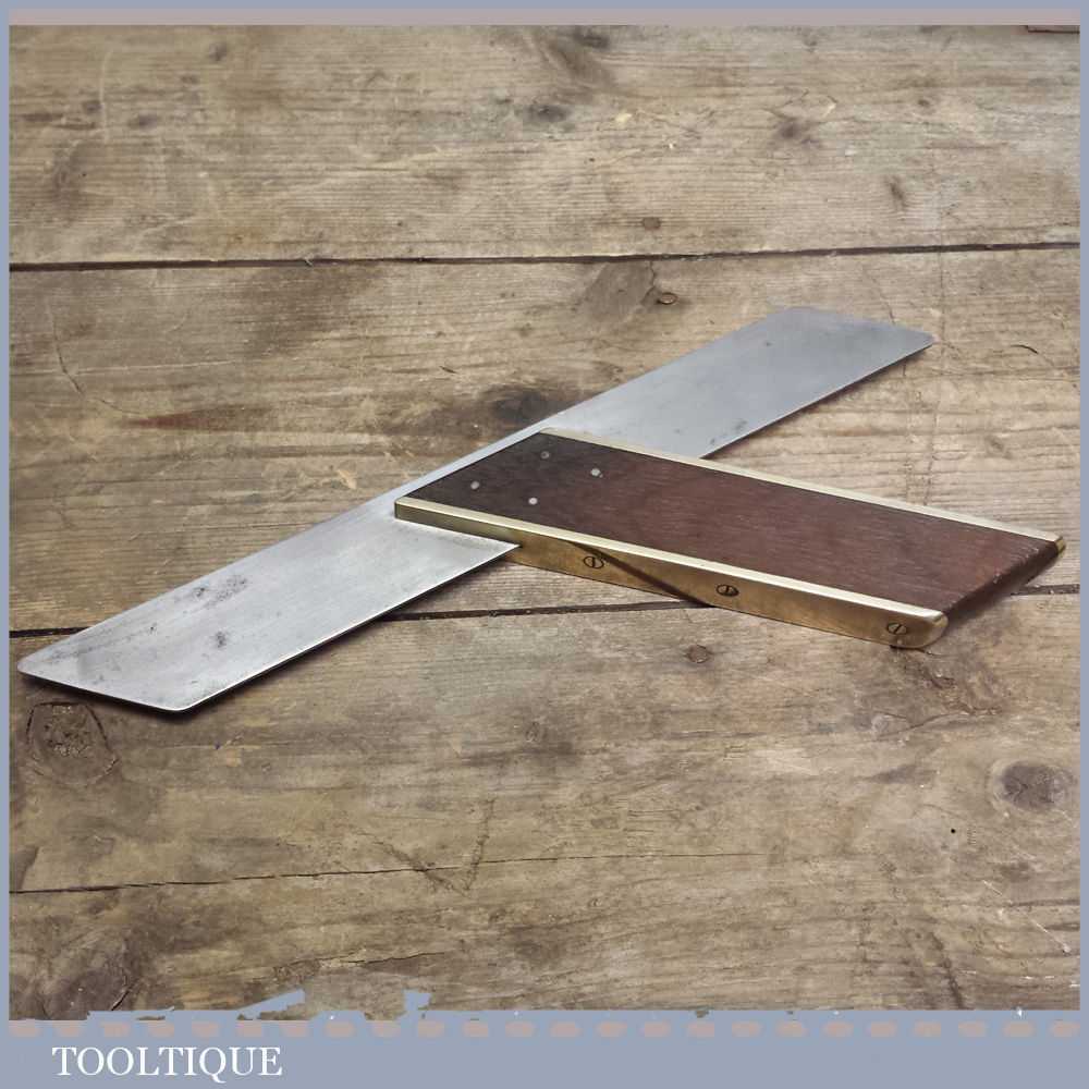 Unusual Vintage Rosewood Infill & Brass Mitre Square - 11" Steel Blade